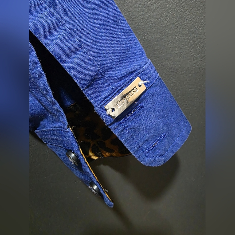 Express Design Studio Blue Button Down Long Sleev… - image 8